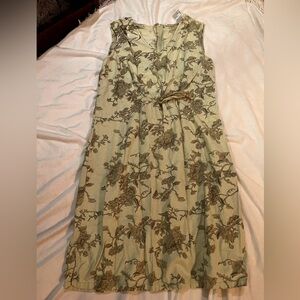 White Stag Green Floral Linen Sundress Size Large